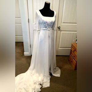 Romantic Elven Wedding Gown with Drape Sleeves